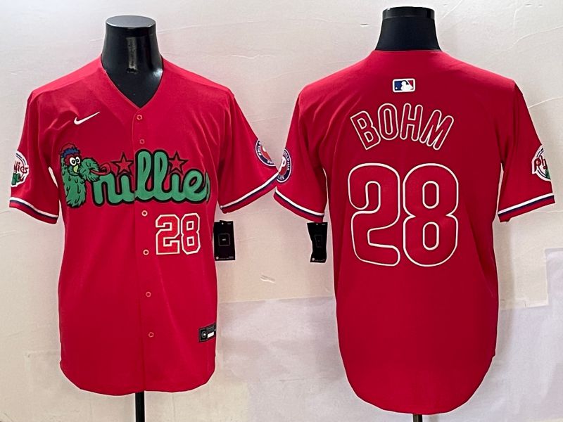 Men Philadelphia Phillies #28 Bohm Red three generations Joint Name 2025 Nike MLB Jersey style 5
